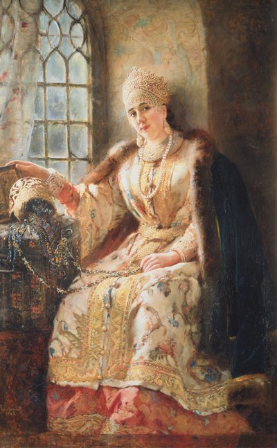 Moglie del boiardo alla finestra, 1885 da Konstantin Egorovich Makovsky
